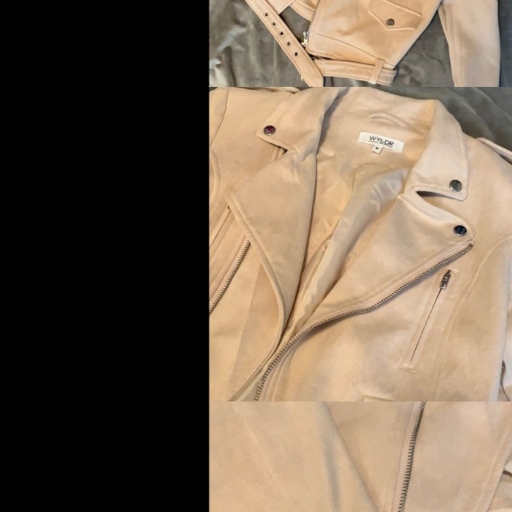 WYLDR Super Soft Suede-Feel Light Blush Peach Moto Jacket Medium